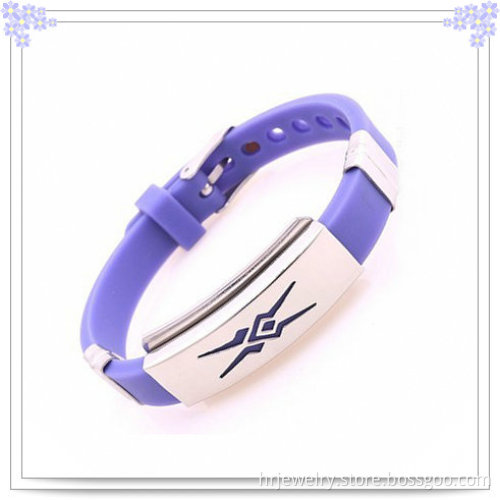 Rubber Bracelet Stainless Steel Jewelry for Lady Fashion (HR3120)